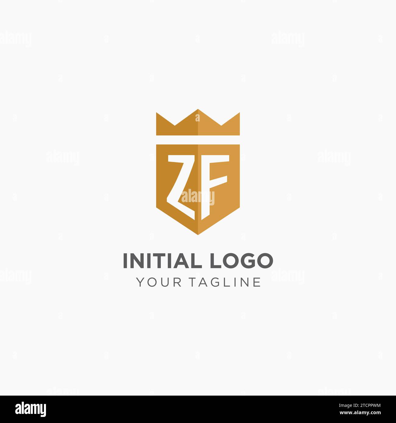 Monogramm ZF-Logo mit geometrischem Schild und Krone, luxuriöse elegante Vektorgrafik im Initial-Logo-Design Stock Vektor