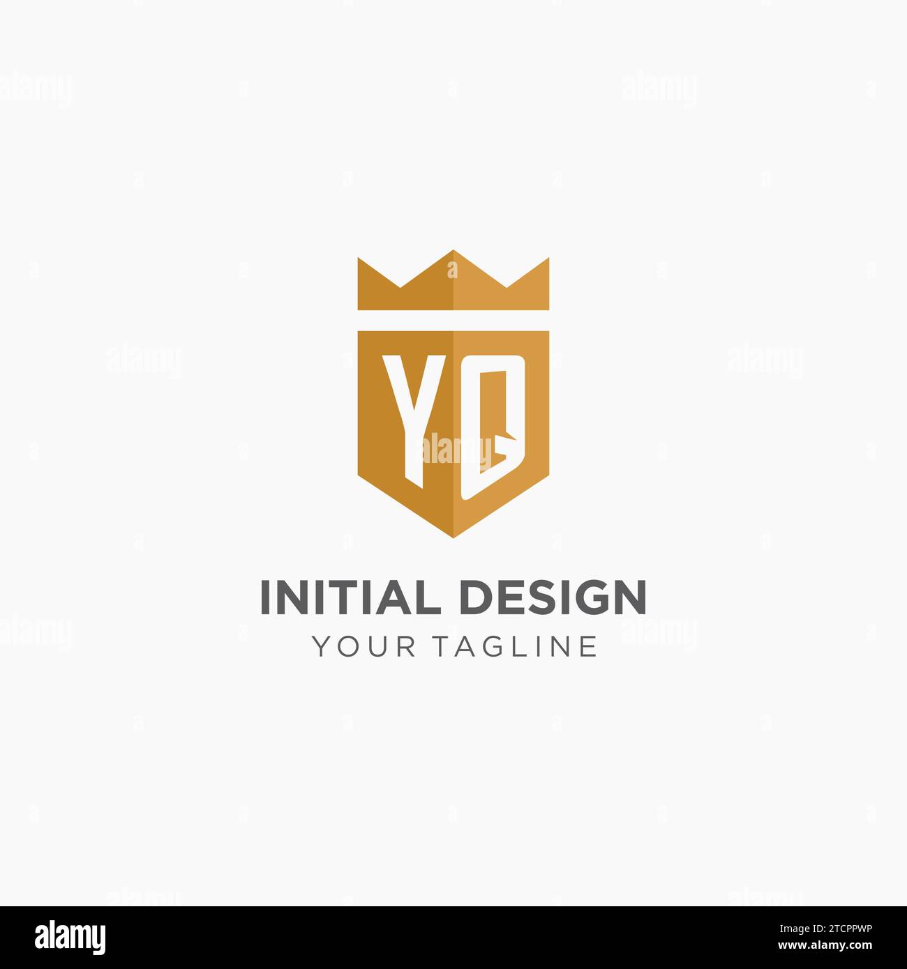 Monogramm-YQ-Logo mit geometrischem Schild und Krone, luxuriöse elegante Vektorgrafik im Initial-Logo-Design Stock Vektor