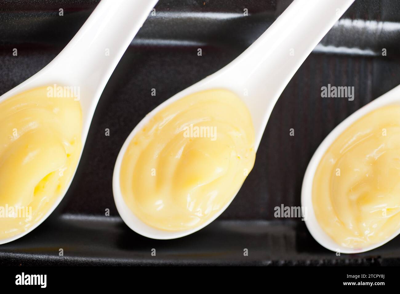 Frische, natürliche, hausgemachte Vanillepudding-Konditorcreme Stockfoto