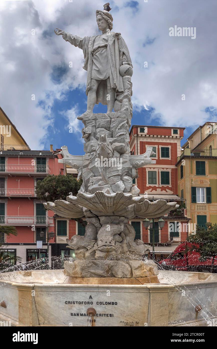 Denkmal für Cristoph Columbus, Portofino, Italien Stockfoto