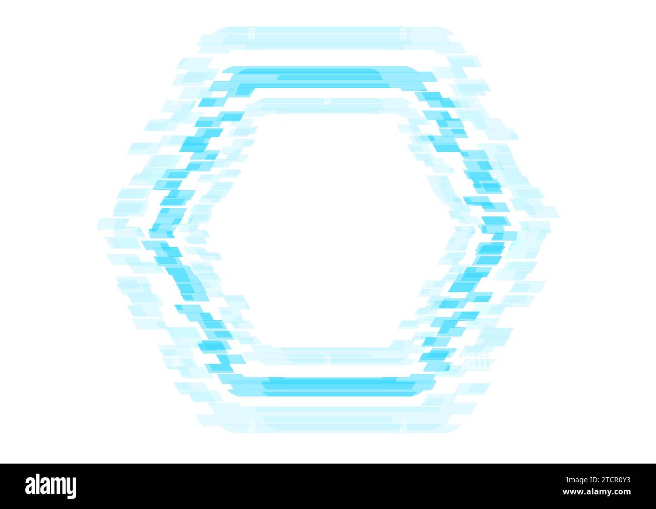 Abstrakter, blauer grunge-sechseckiger Hintergrund mit Glitcheffekt. Konzeptvektorgrafik Stock Vektor