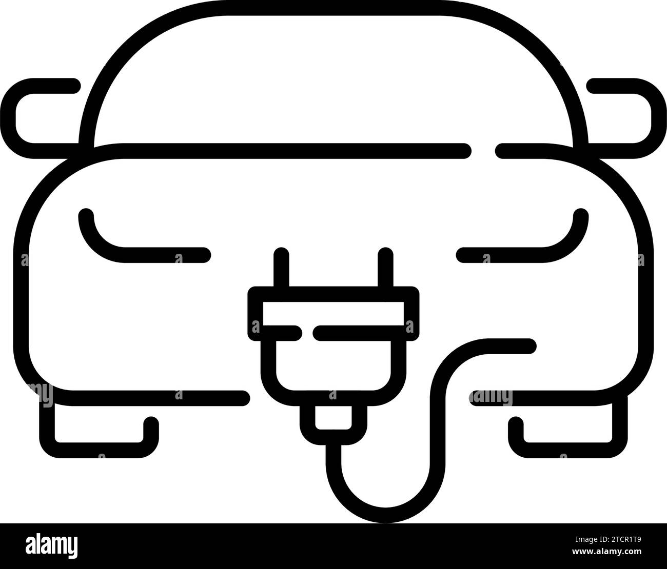 Elektrofahrzeug. Auto und Stecker. Pixelperfekter, bearbeitbarer Kontur Stock Vektor