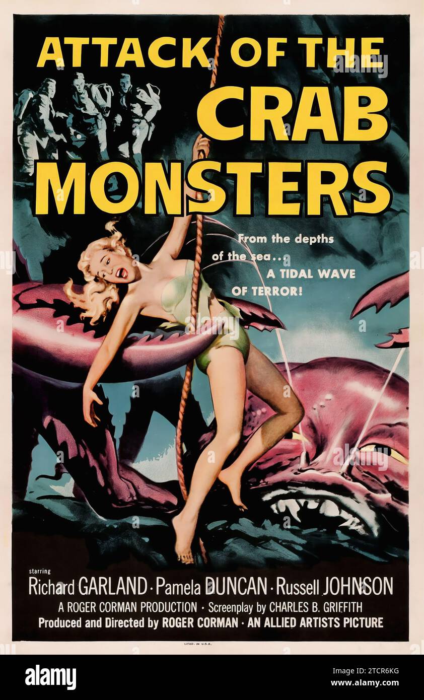 Attack of the Crab Monsters (Allied Artists, 1957) mit Richard Garland, Pamela Duncan und Russell Johnson. SCI-Fi, Horror, Monster - Vintage-Filmposter Stockfoto