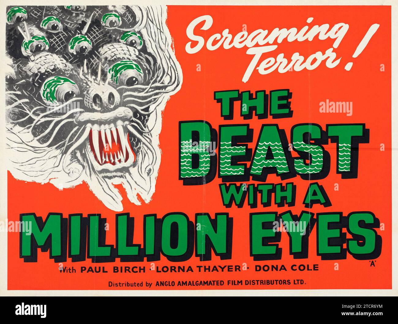 Das Biest mit 1.000.000 Augen! (Anglo-Amalgamated, 1955) Screaming Terror - Vintage Horror - Monster Movie Poster Stockfoto