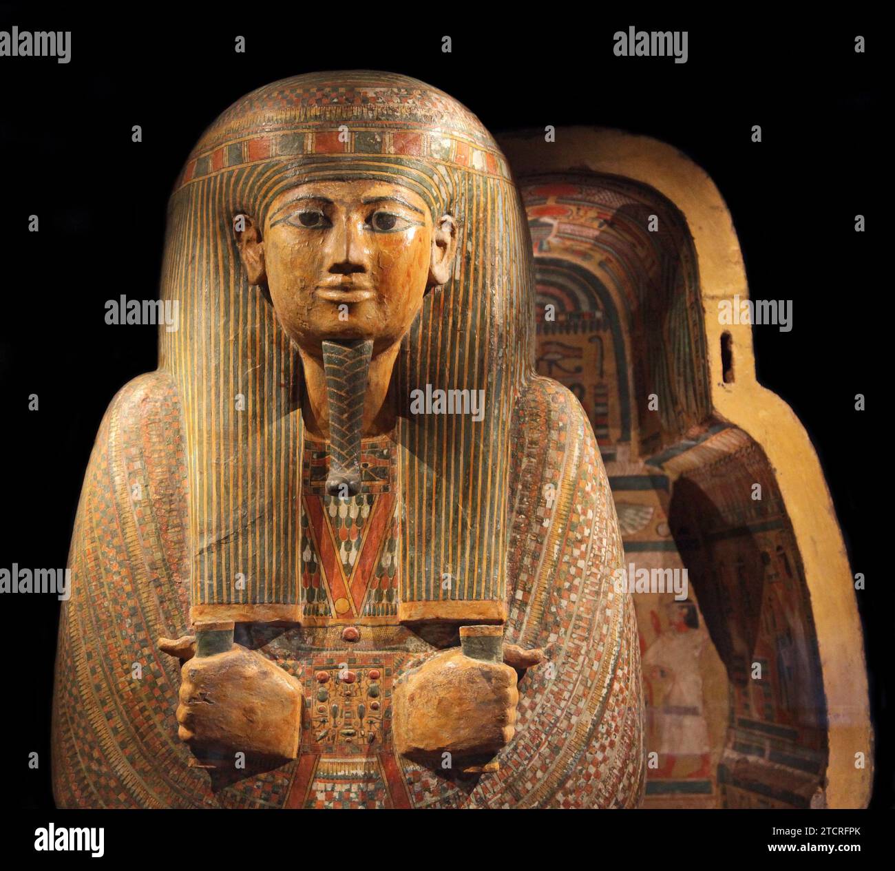 Anchefenchonsoe Äußerer Sarg 22. Dynastie (um 950-900 v. Chr.) Holz.Theben Ägypten. Stockfoto