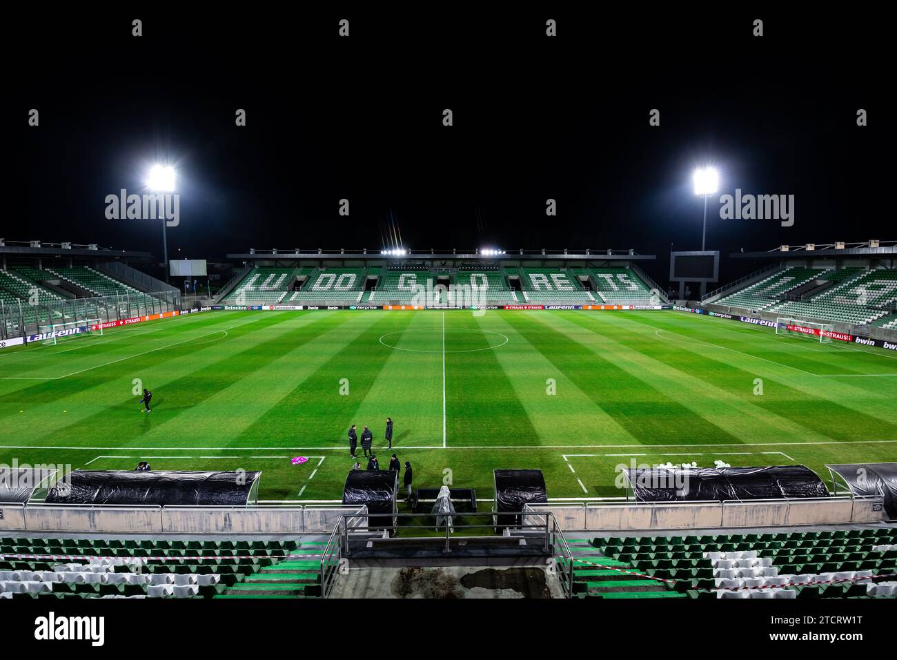 Razgrad, Bulgarien. Dezember 2023. Die Huvepharma Arena ist bereit für das Spiel der UEFA Conference League vor Ludogorets Razgrad und dem FC Nordsjaelland in Razgrad. (Foto: Gonzales Photo/Alamy Live News Stockfoto