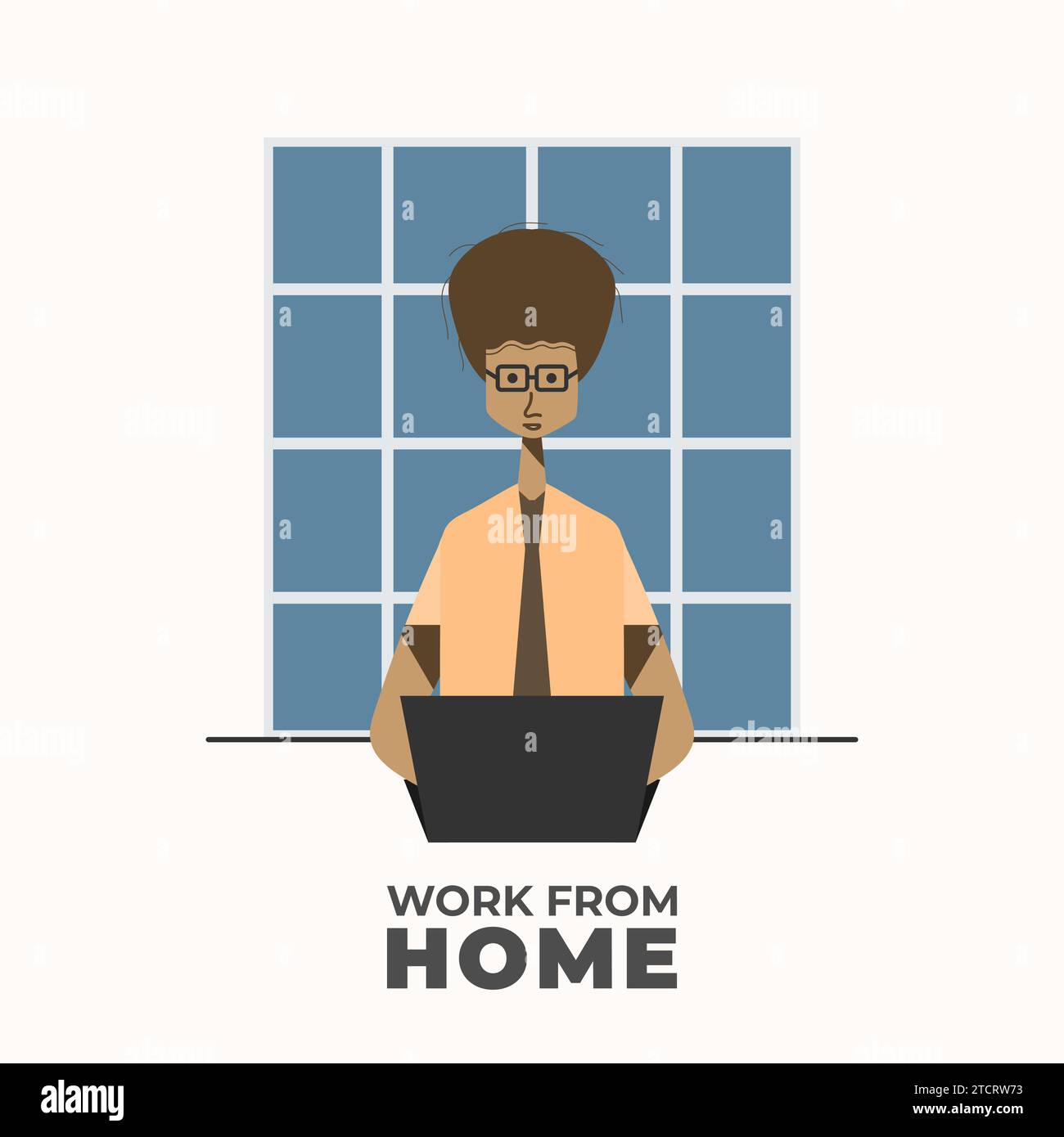 „Work From Home“-Illustrationskonzept. Freiberuflicher Mitarbeiter, der zu Hause an Notebooks arbeitet Stock Vektor