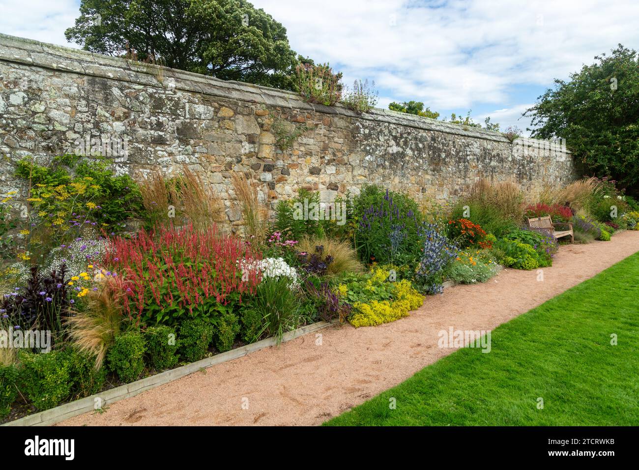 Die krautige Grenze im Schlossgarten Aberdour Stockfoto