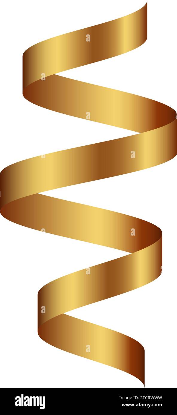 Goldenes spiralförmiges Bandelement. Vektorabbildung. Stock Vektor