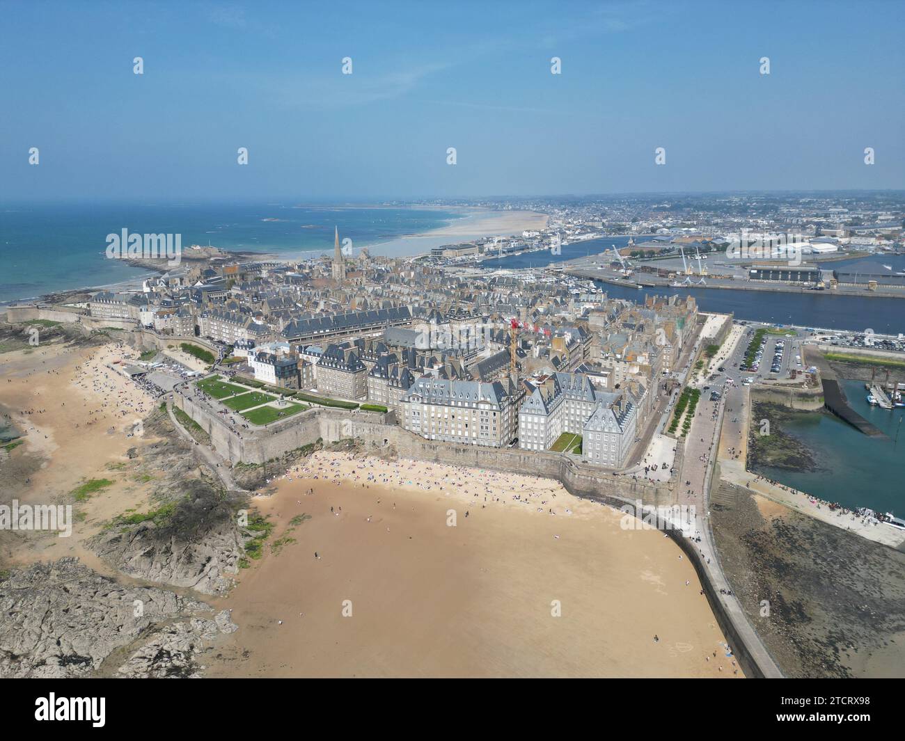 Saint-Malo Hauptstadtstrand Frankreich Drohne, Luft, Blick aus der Luft Stockfoto