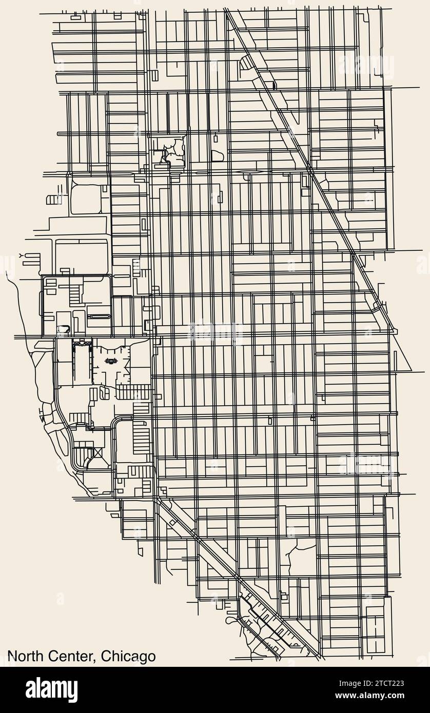 Straßenkarte des NORTH CENTER COMMUNITY AREA, CHICAGO Stock Vektor