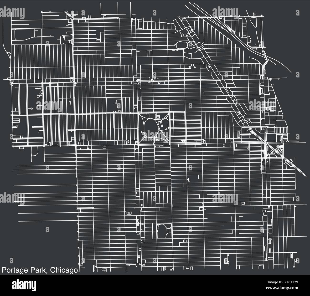 Straßenkarte des PORTAGE PARK COMMUNITY AREA, CHICAGO Stock Vektor