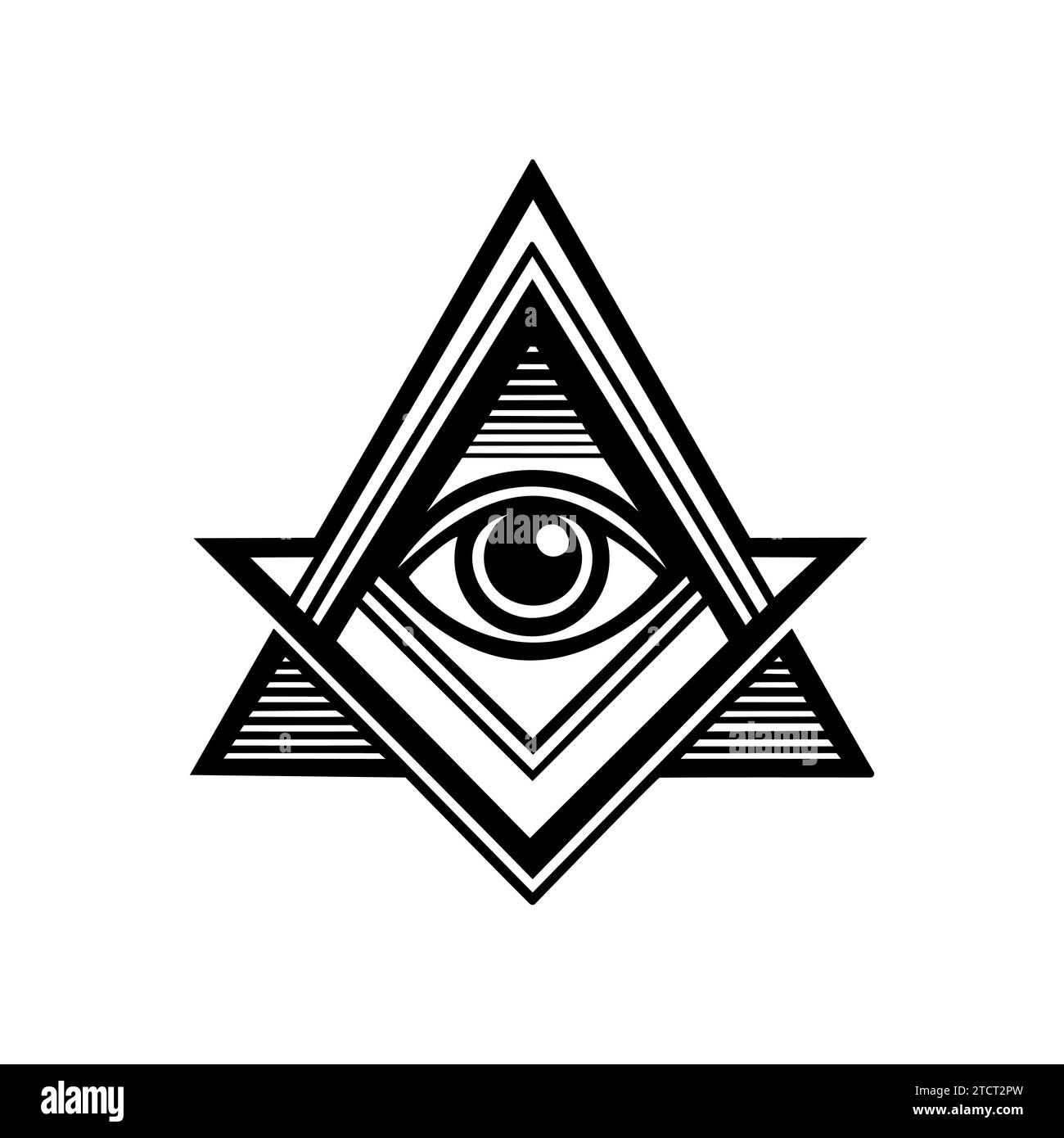 Freimaurersymbol. Mason Lodge Schild. Neue Weltordnung. Stock Vektor