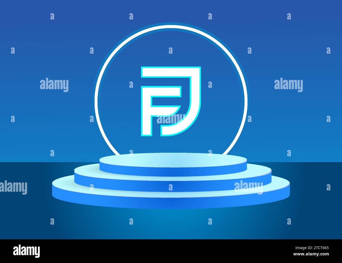 Blaues FJ-Logo-Zeichen. Vektor-Logo für Unternehmen. Stock Vektor