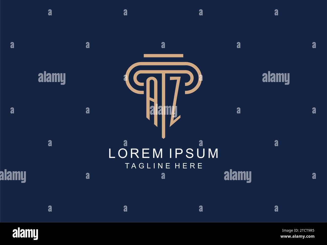 AZ Initial Säule Logo, elegante und luxuriöse Anwaltskanzleienlogos Stock Vektor