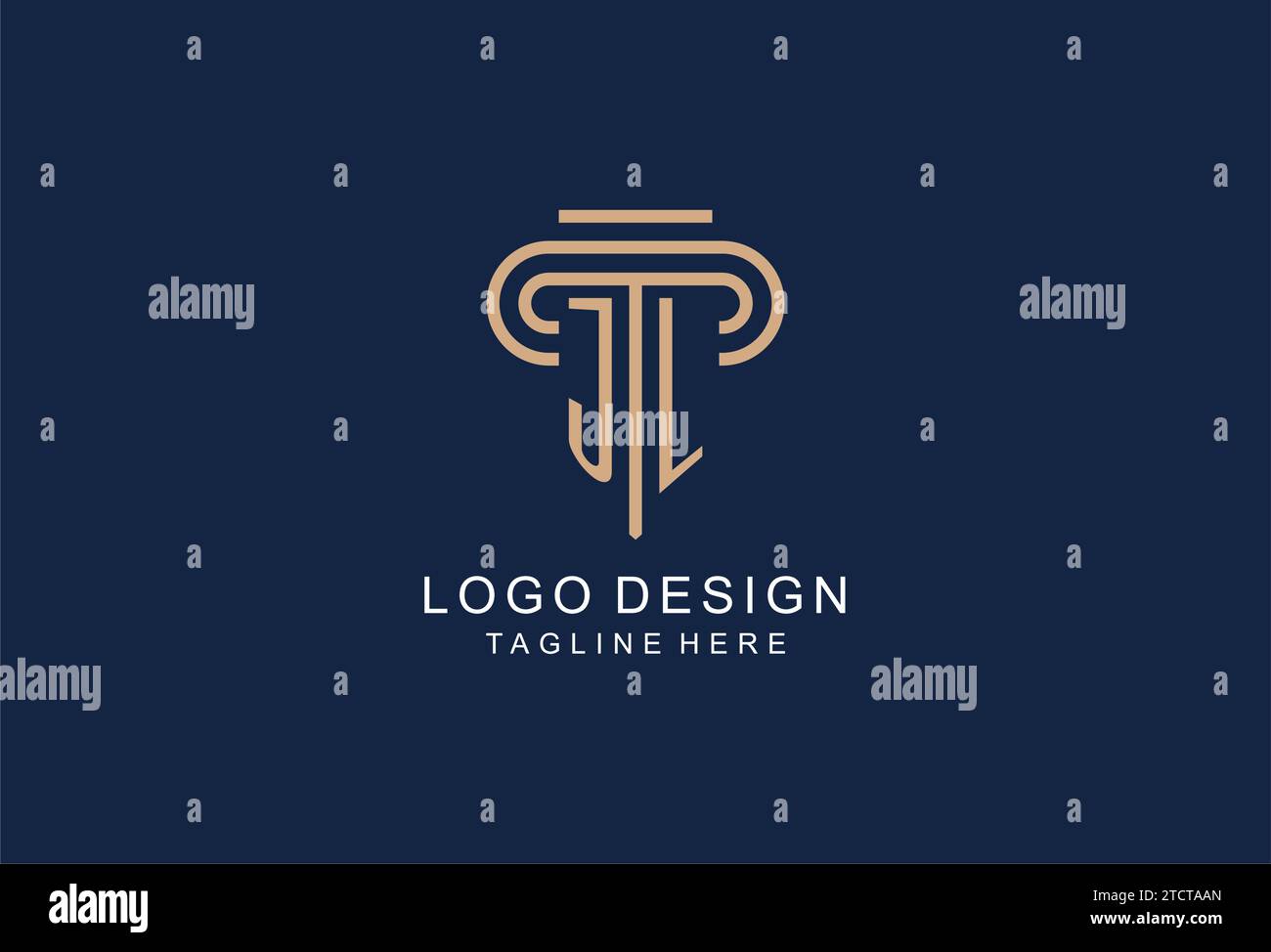 JL Initial Säulen Logo, elegante und luxuriöse Anwaltskanzleienlogos Stock Vektor