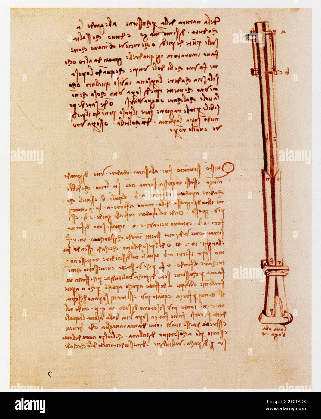 Leonardo da Vinci.1452-1519.Amortisseur télescopique. Stockfoto