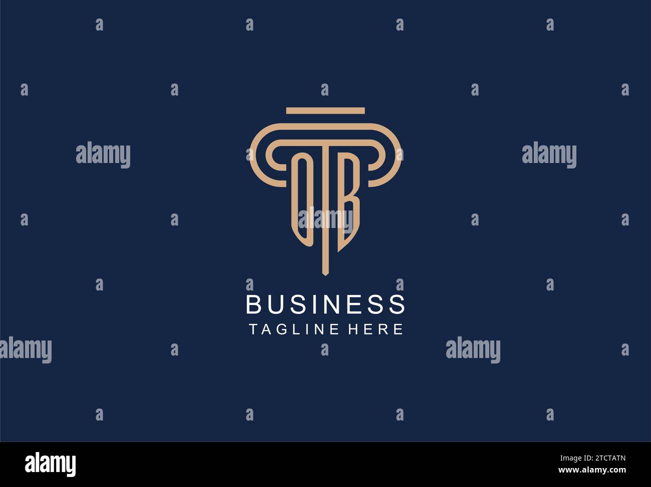 Ob Initial Säulen Logo, elegante und luxuriöse Anwaltskanzleienlogos Stock Vektor