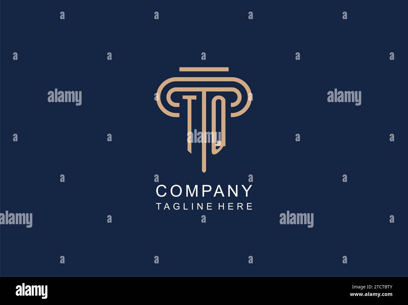 TQ Initial Säulen Logo, elegante und luxuriöse Anwaltskanzleienlogos Stock Vektor