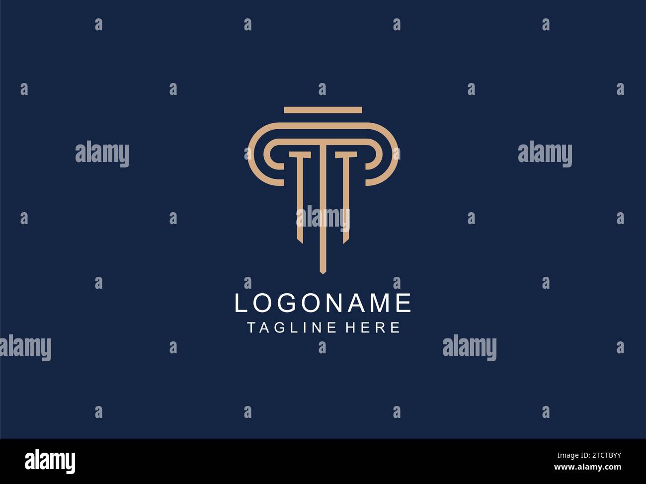 TT Initial Säulen Logo, elegante und luxuriöse Anwaltskanzleienlogos Stock Vektor