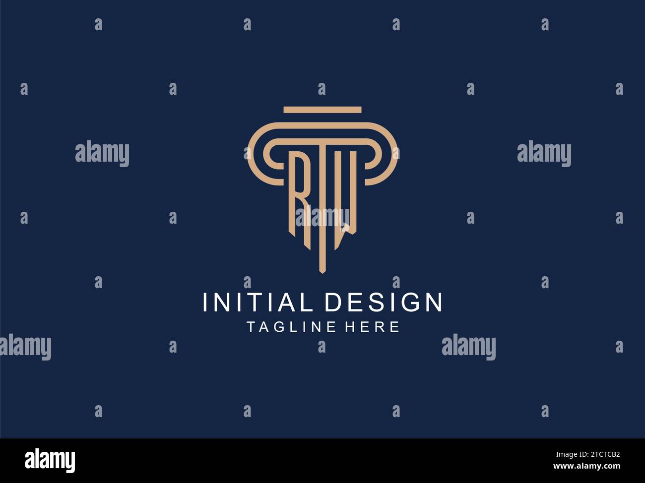 RW Initial Säulen Logo, elegante und luxuriöse Anwaltskanzleienlogos Stock Vektor
