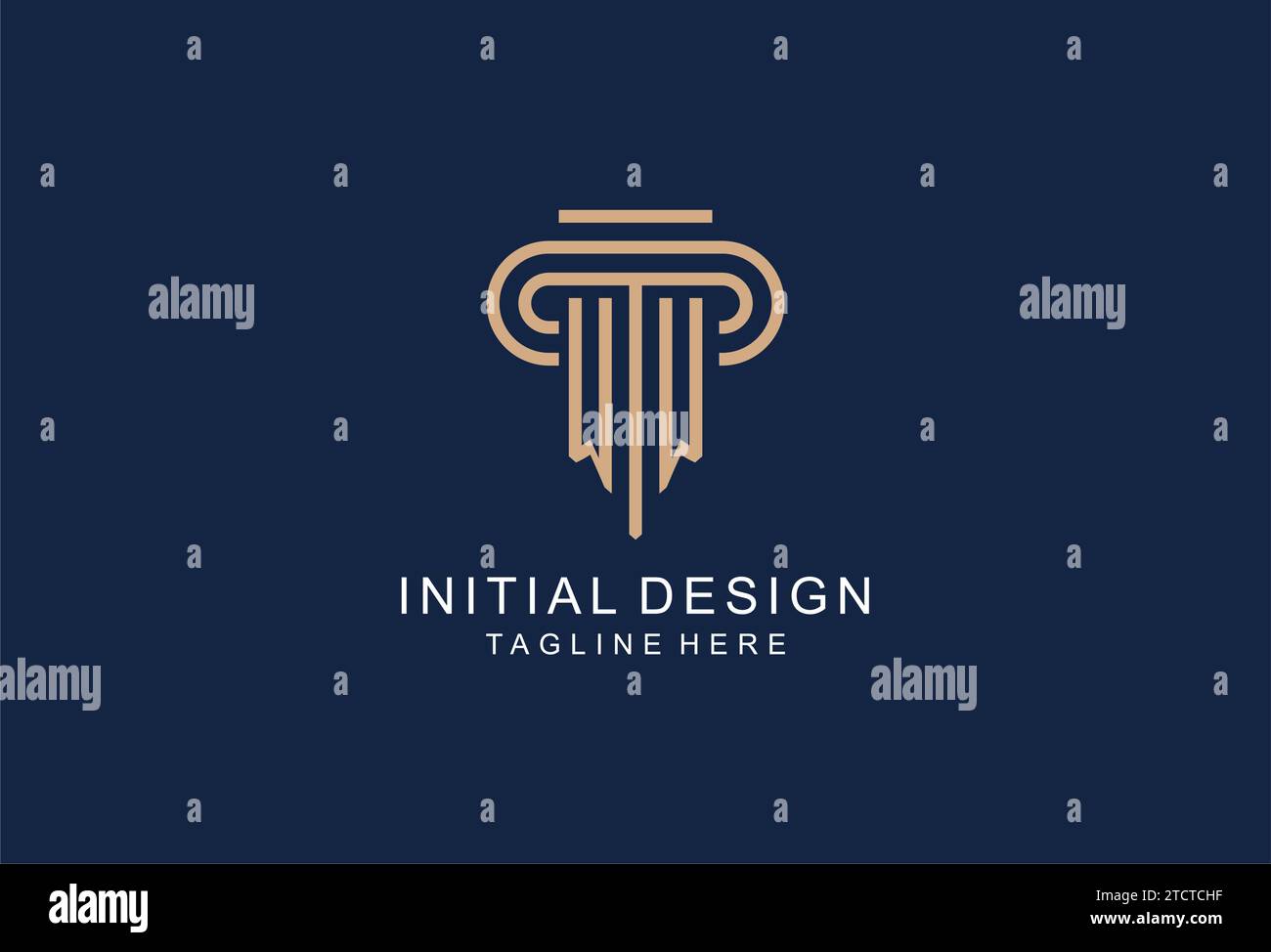 WW Initial Säule Logo, elegante und luxuriöse Anwaltskanzleienlogos Stock Vektor