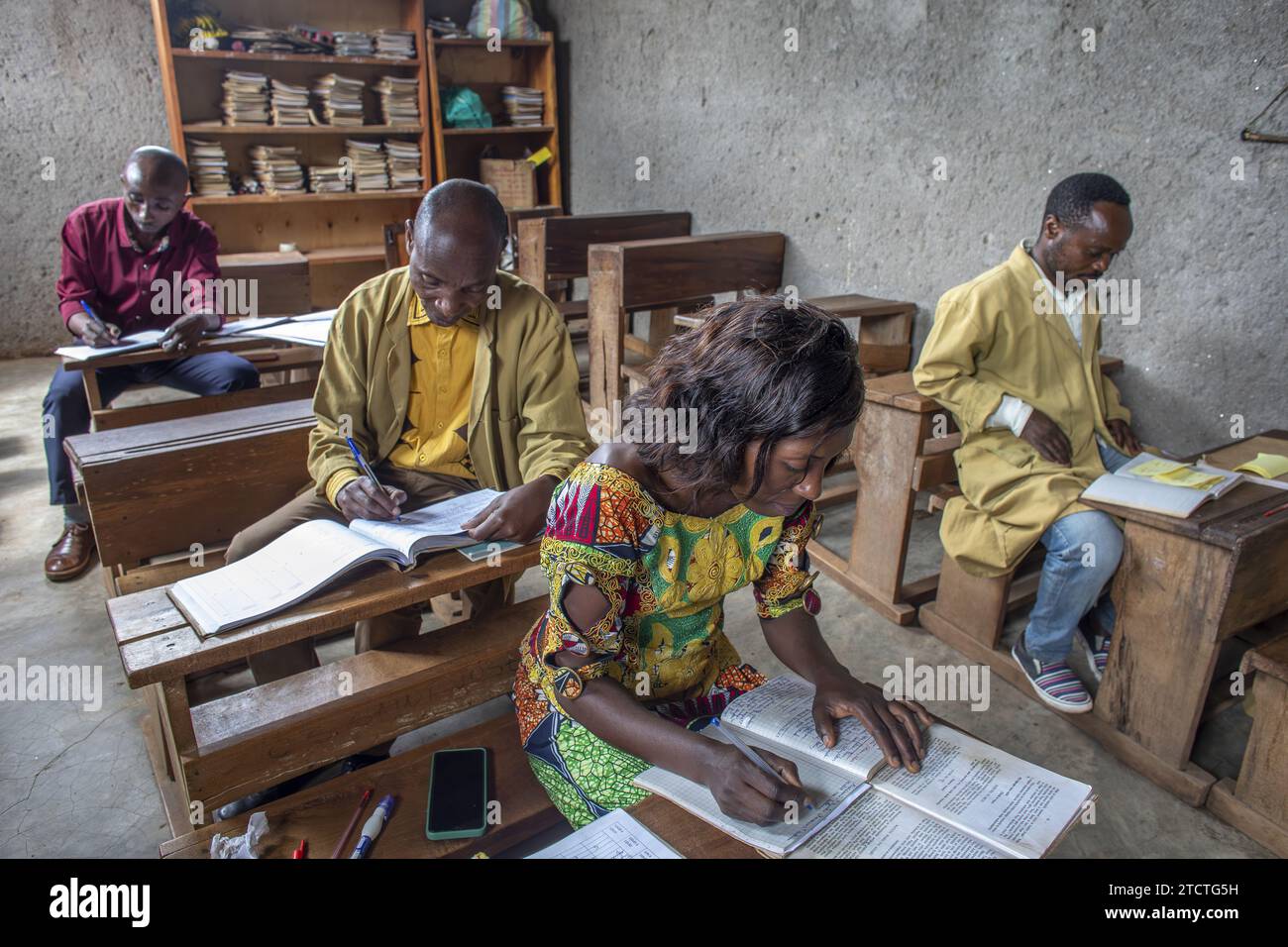 Das Zimmer des Schulpersonals in Bukavu, DRC Stockfoto
