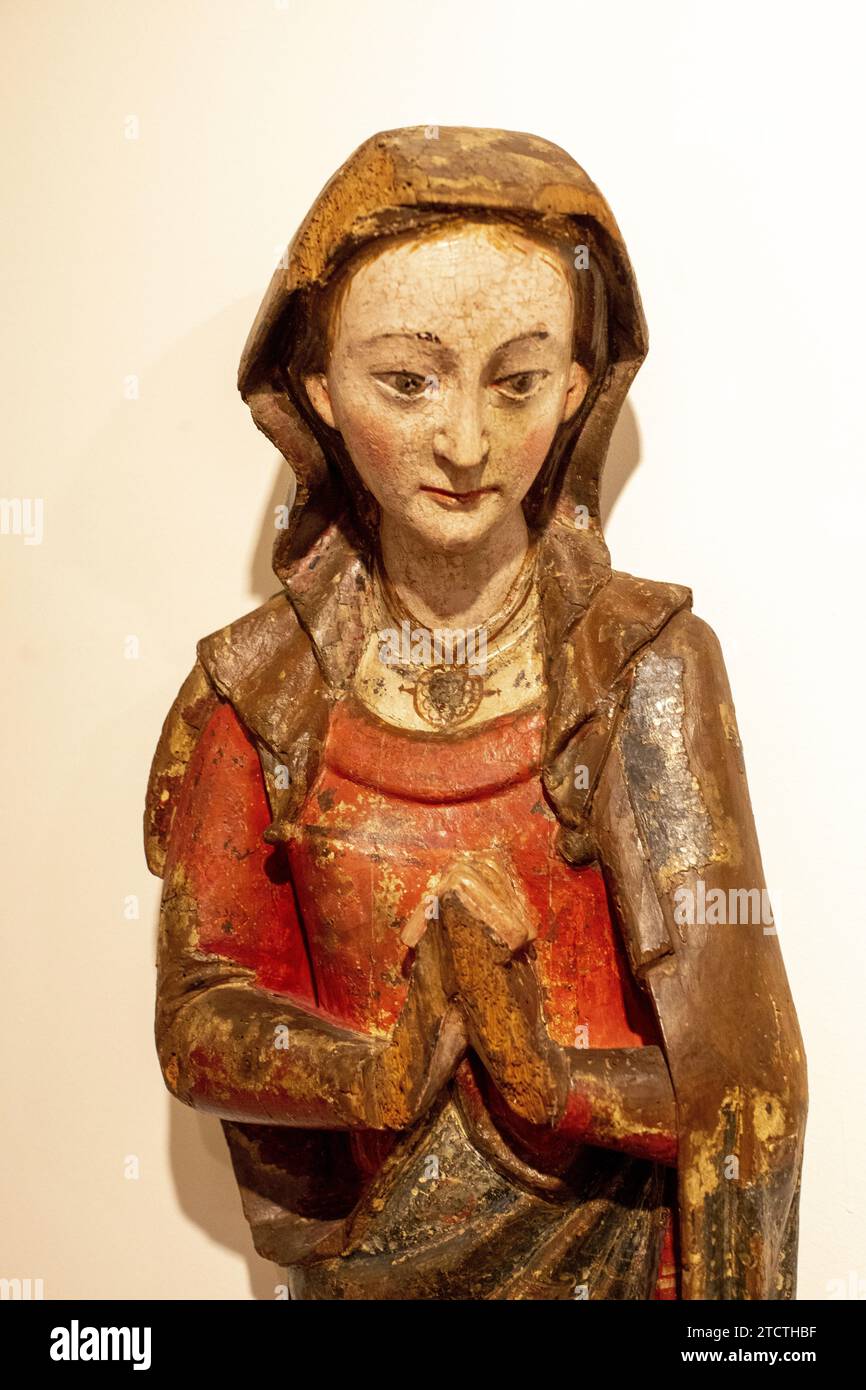 Maricel Museum, Sitges, Spanien Anonym, Kalvaria, 14. Jahrhundert, geschnitztes und polychromes Holz (Detail) Stockfoto