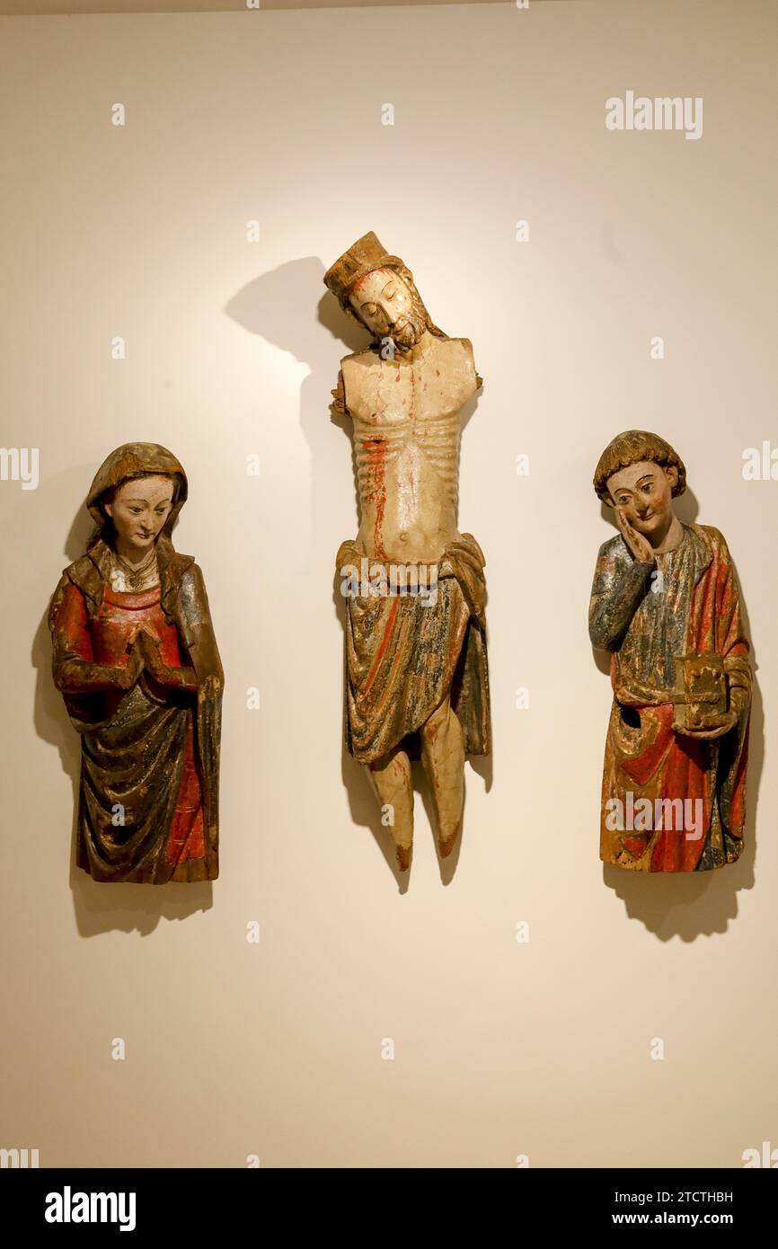 Maricel Museum, Sitges, Spanien Anonym, Kalvaria, 14. Jahrhundert, geschnitztes und polychromes Holz Stockfoto