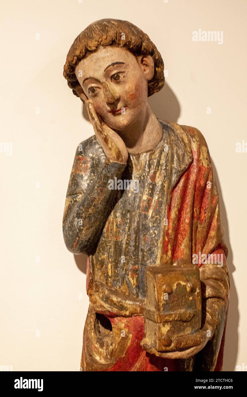 Maricel Museum, Sitges, Spanien Anonym, Kalvaria, 14. Jahrhundert, geschnitztes und polychromes Holz (Detail) Stockfoto
