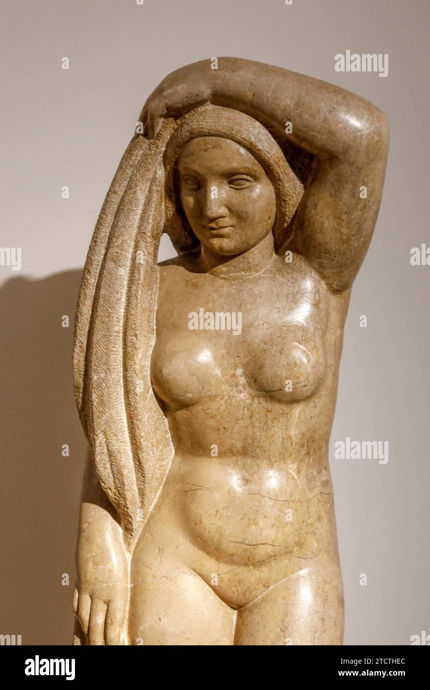 Maricel Museum, Sitges, Spanien Pere Jou i Francisco, La Republik, 1931, geschnitzter Stein Stockfoto