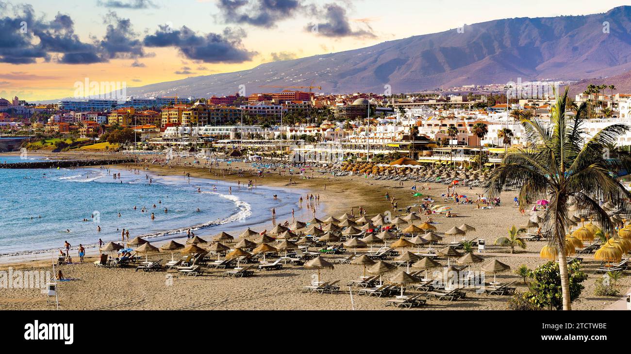 Malerische Landschaft Costa Adeje Strand. Stockfoto