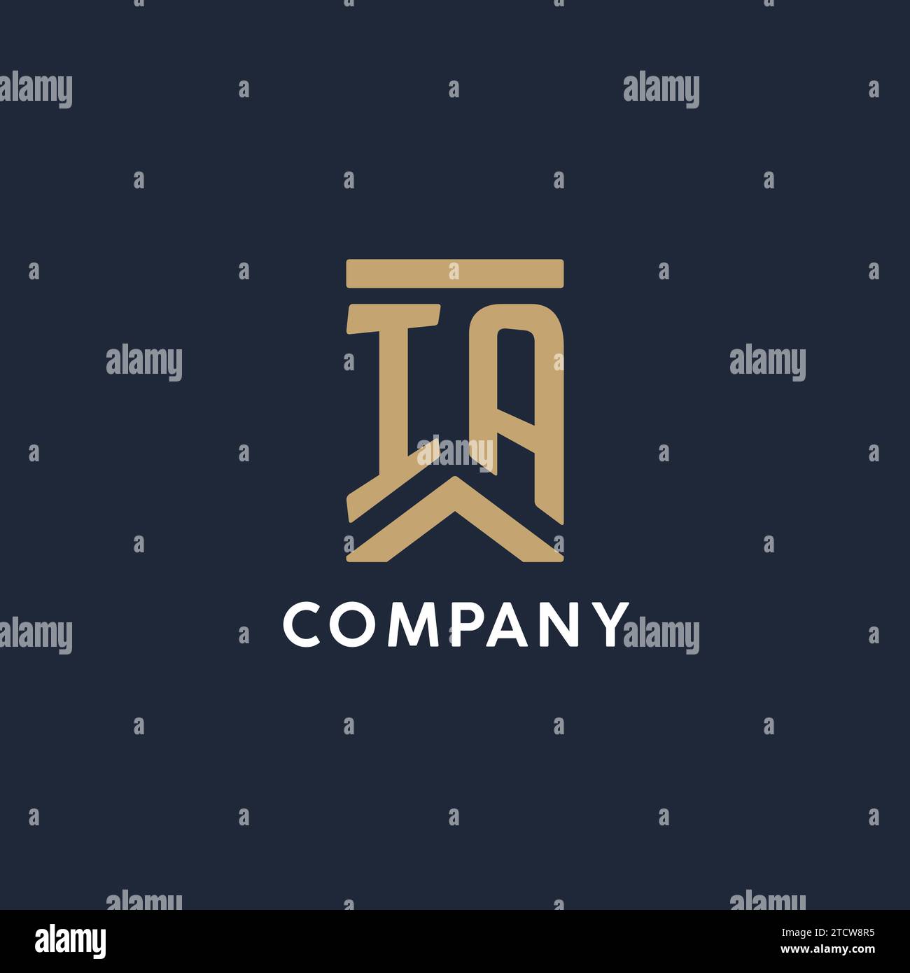 Das ursprüngliche Monogramm-Logo im rechteckigen Stil mit geschwungenen Seitentexten Stock Vektor