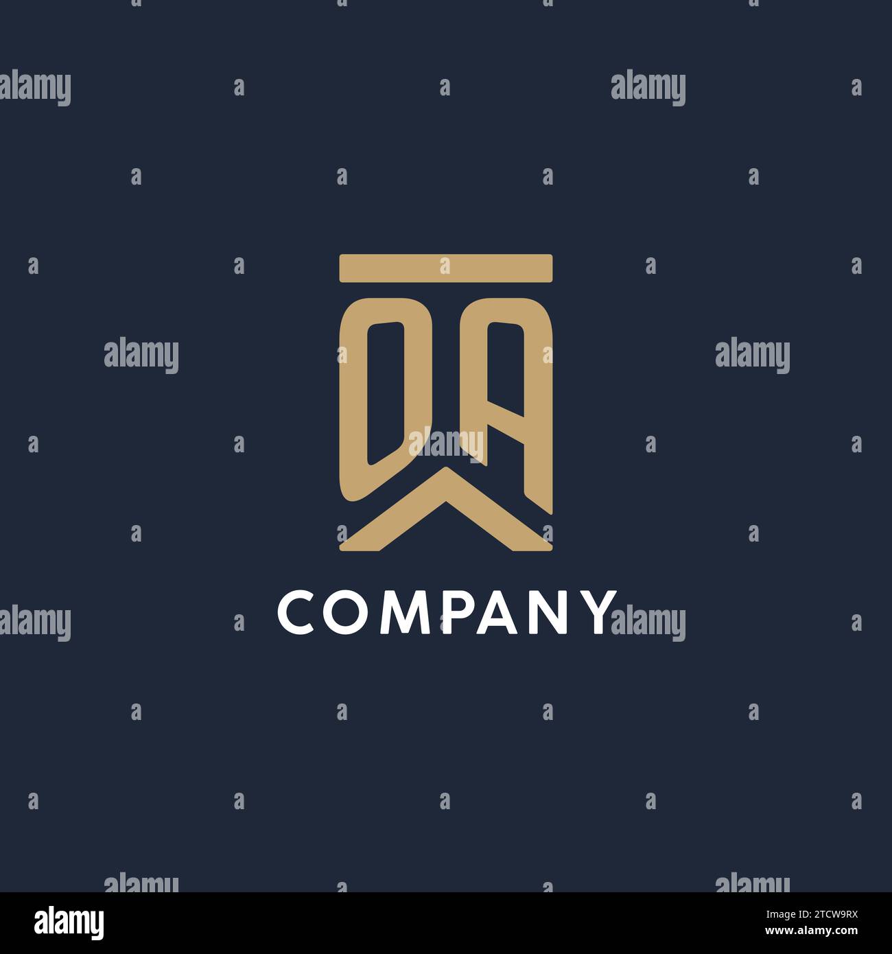 OA Initial Monogramm-Logo im rechteckigen Stil mit geschwungenen Seitentexten Stock Vektor