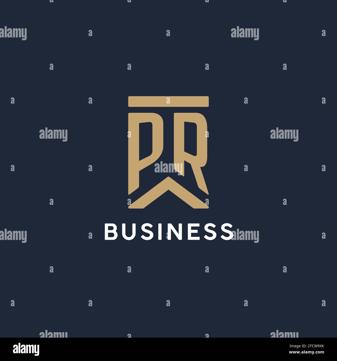 PR Initial Monogramm-Logo-Design in rechteckigem Stil mit geschwungenen Seitentideen Stock Vektor