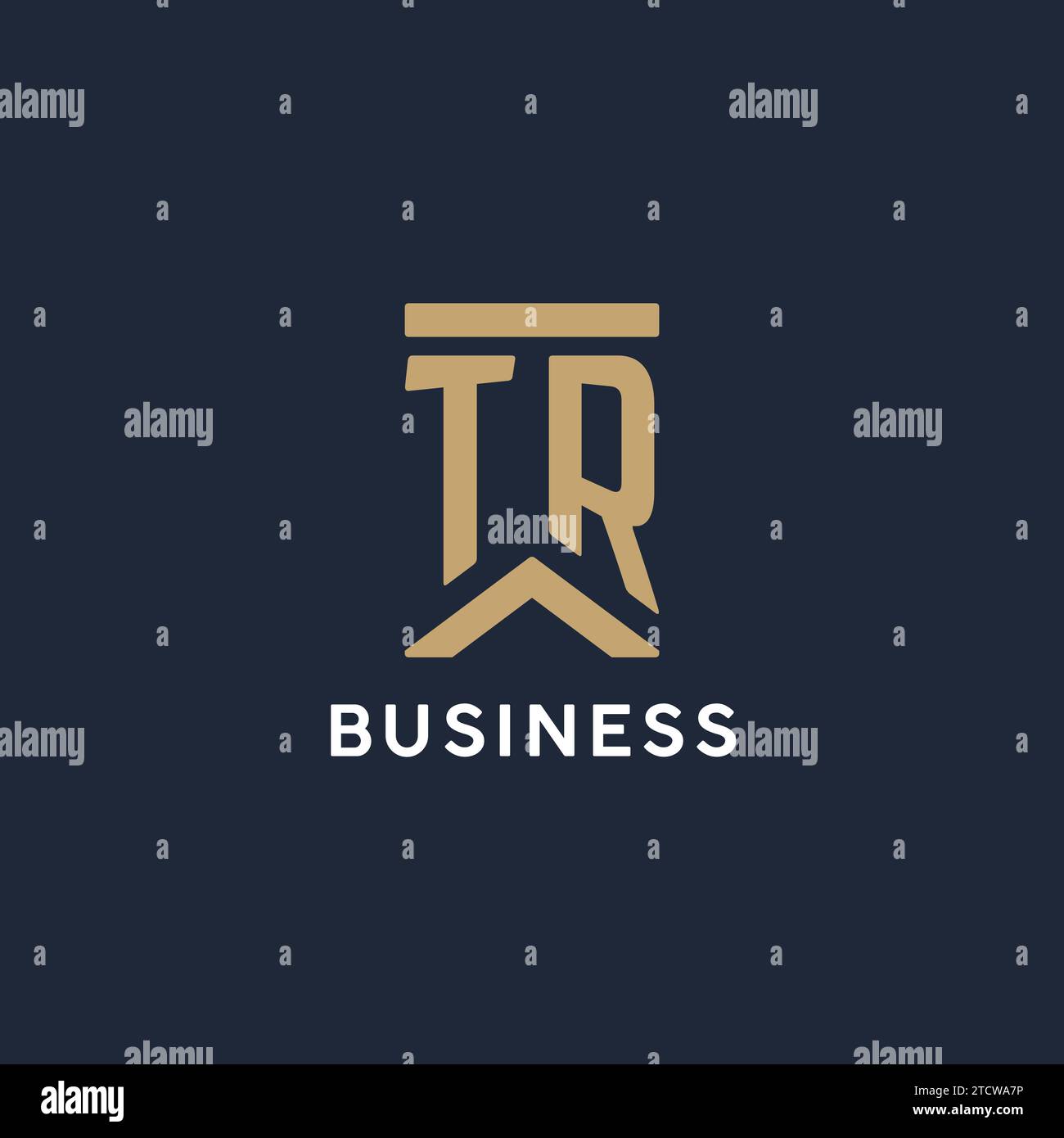 TR Initial Monogramm-Logo im rechteckigen Stil mit geschwungenen Seitentexten Stock Vektor