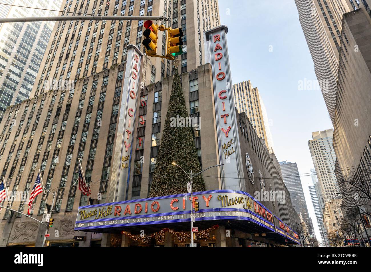 Die Radio City Music Hall befindet sich im Manhattan Viertel von New York City und in der Nähe des Rockefeller Center. Stockfoto
