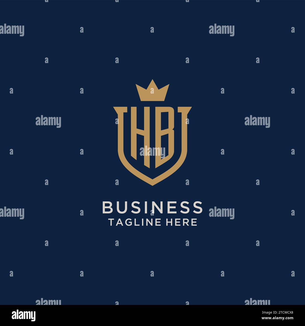 Vektorgrafik mit HB-Initial Shield Crown Logo Stock Vektor