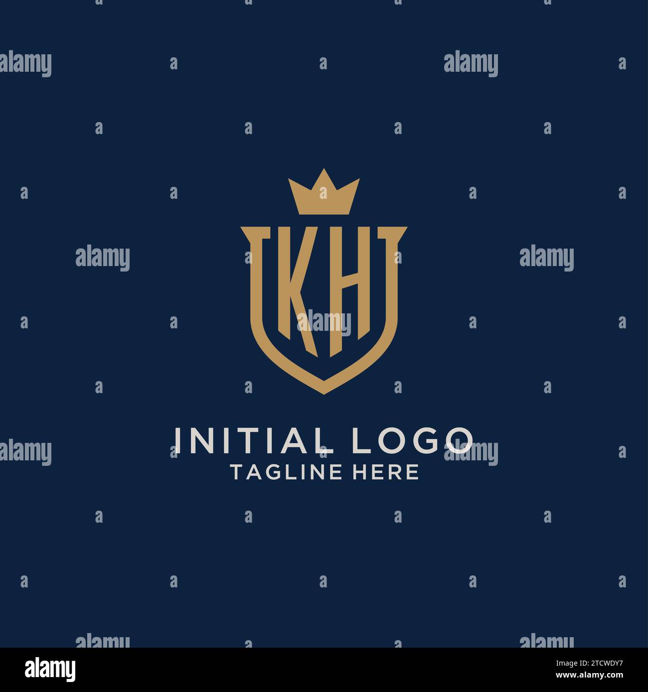 KH Initial Shield Krone Logo Vektorgrafik Stock Vektor