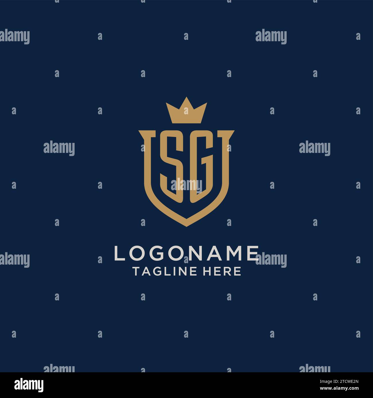 Vektorgrafik mit SG-Logo-Initial Shield Crown Stock Vektor