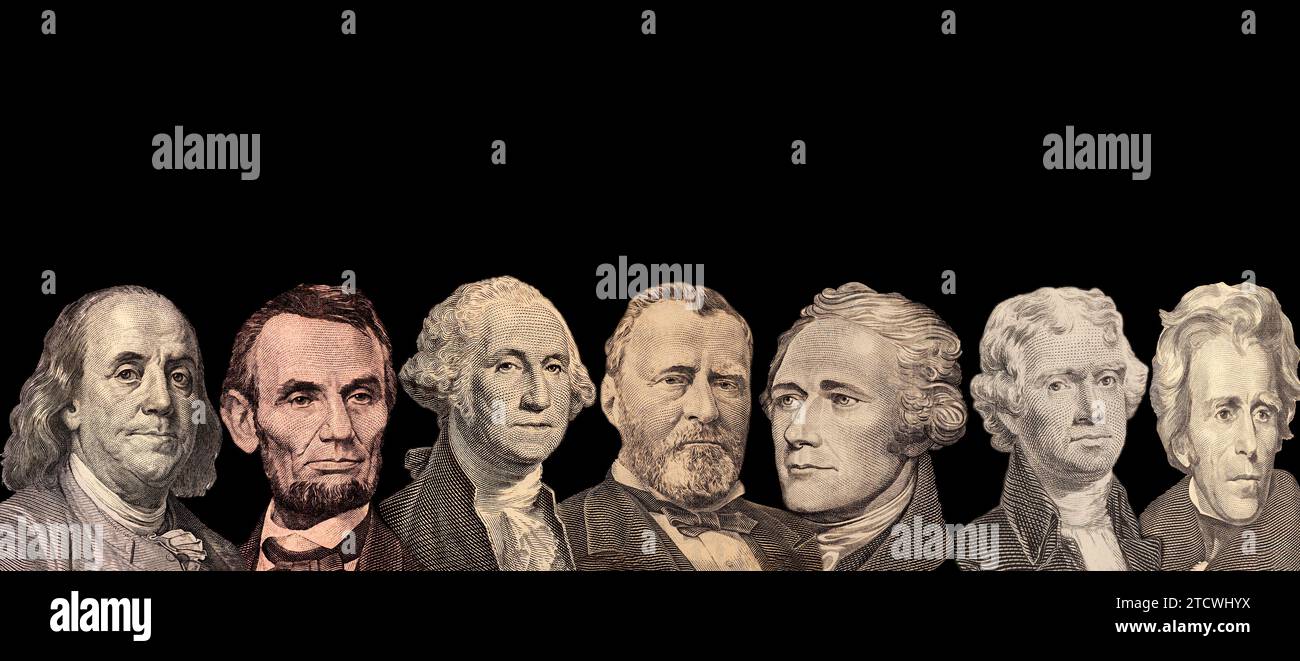 Us Paper Currency Presidents. Stockfoto