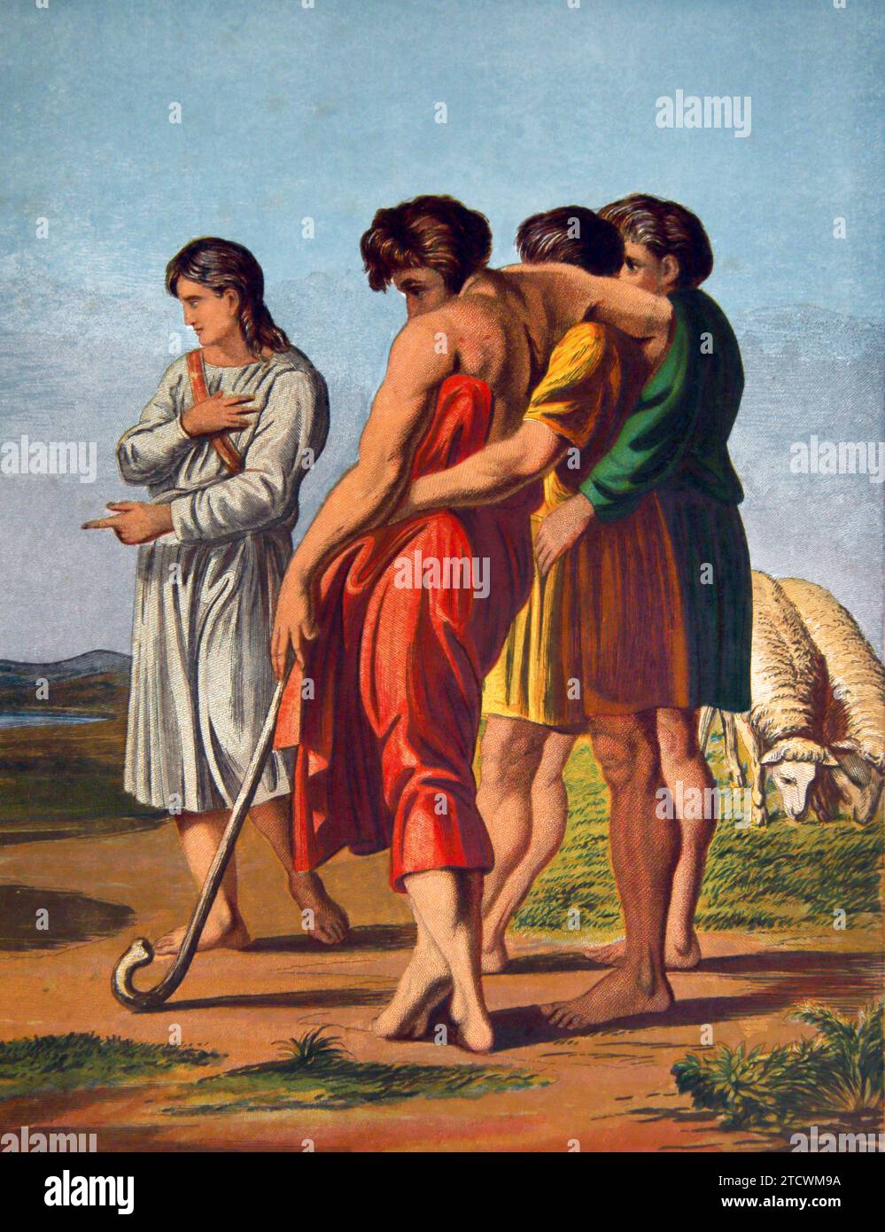 Abbildung von Joseph, der seine Träume mit seinen Brüdern in Verbindung bringt Genesis Altes Testament aus der Antiken Bibel Stockfoto