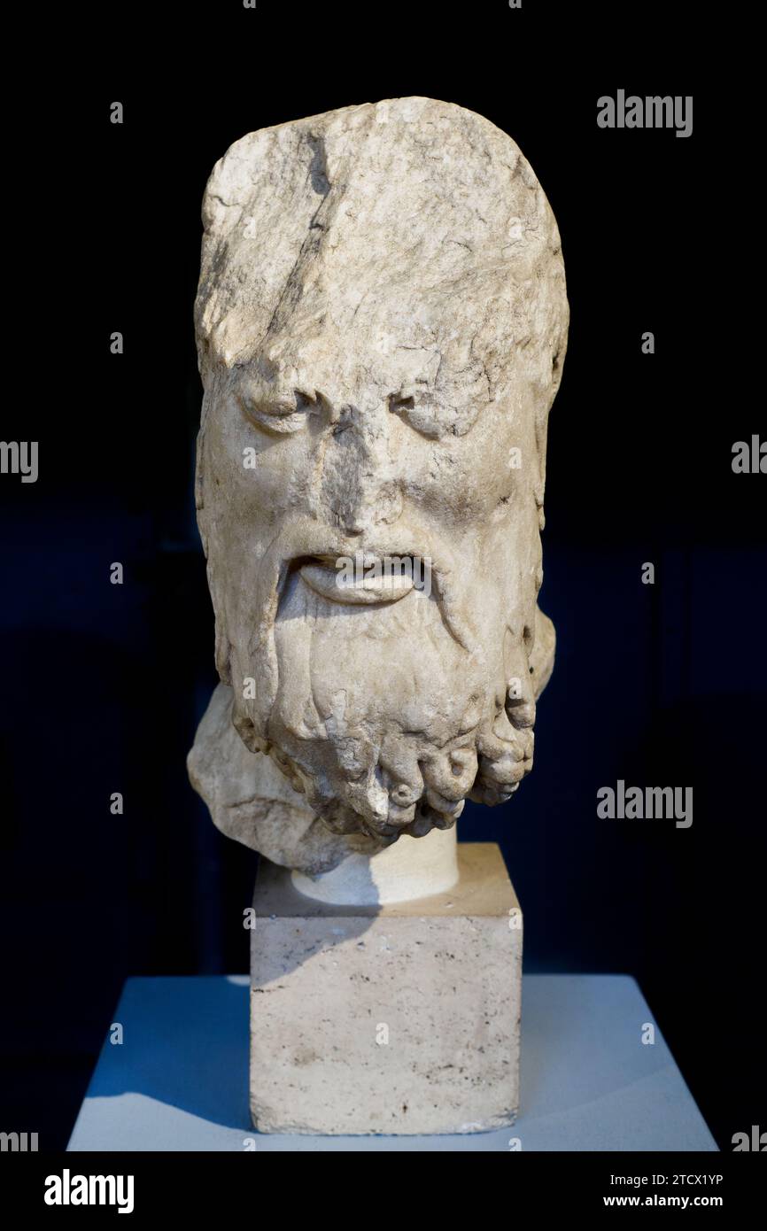Leiter von Aristogiton - Marmor aus Luni, Kopie nach der Bronzegruppe, die die Tyrranizide repräsentierte, die Kritios und Nesioten 475-465 v. Chr. zur Feier der Befreiung von der Tirranie der Pisistratiden gegossen hatten - Museo Centrale Montemartini, Rom, Italien Stockfoto
