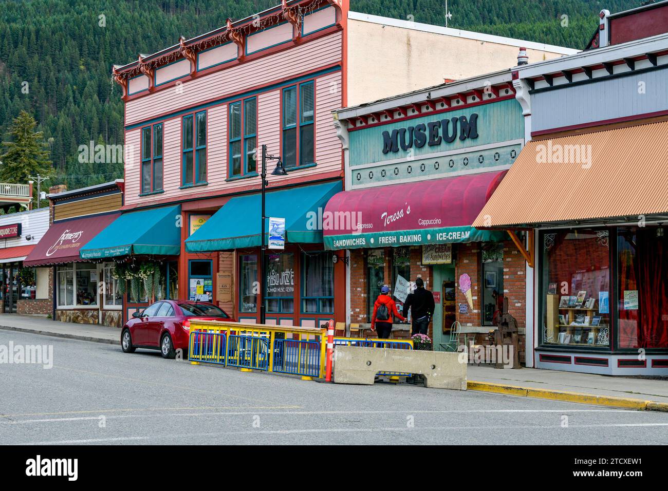 Geschäfte, Innenstadt, Kaslo, British Columbia, Stockfoto