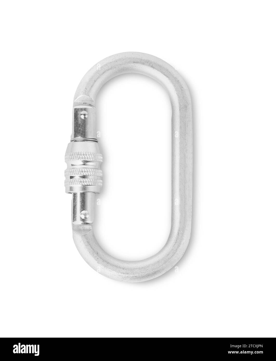Ein Karabiner auf weißem Hintergrund, Draufsicht Stockfoto