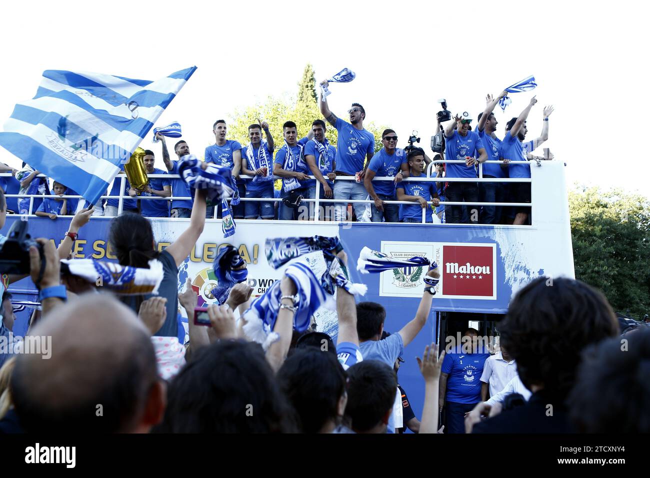 Leganés (Madrid), 06.05.2016. Feier der Beförderung von Leganés in die erste Liga des Fußballs. Foto: Oscar del Pozo ARCHDC. Quelle: Album / Archivo ABC / Oscar del Pozo Stockfoto