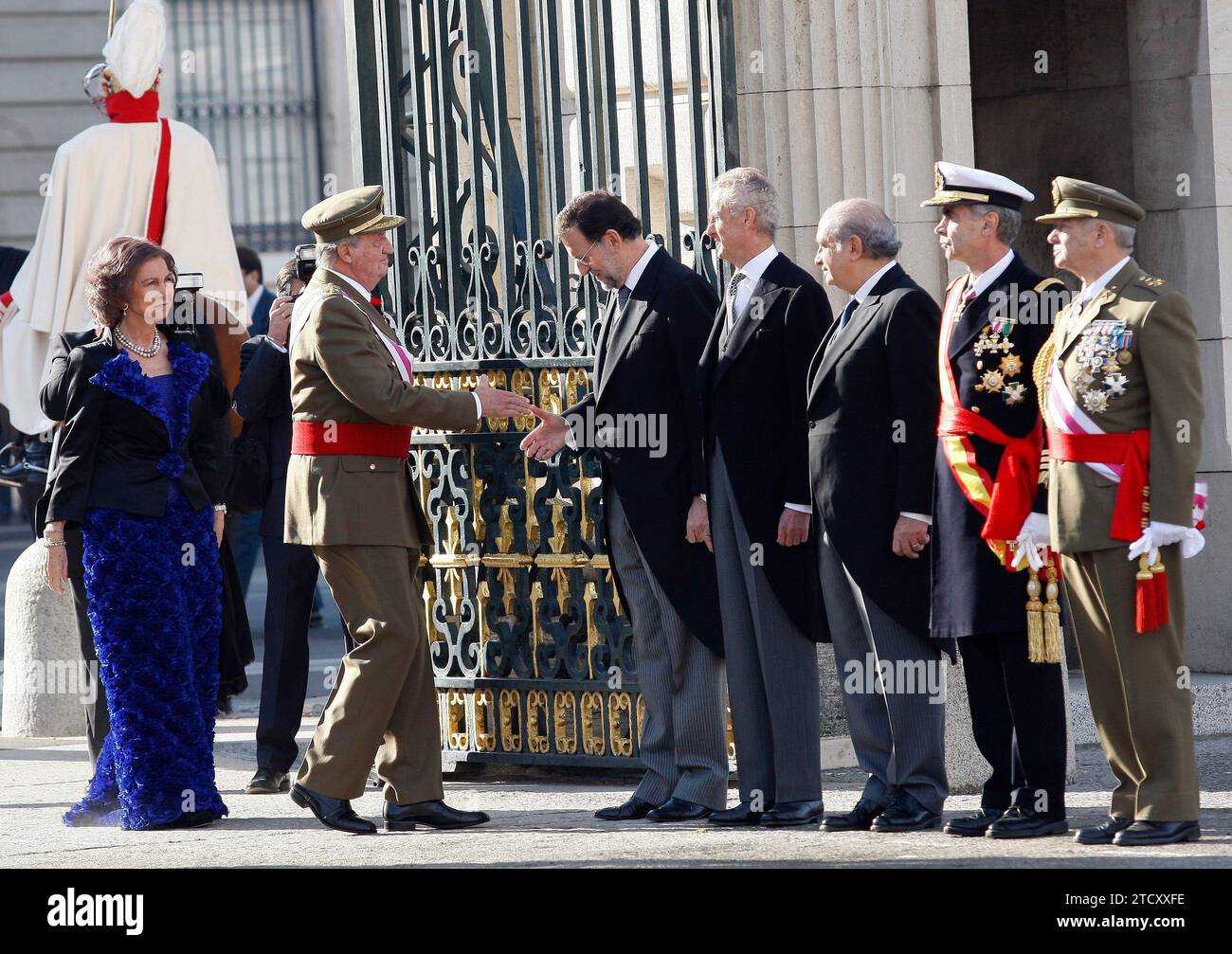 Madrid, 01.06.2012. Das militärische Osterfest im Königspalast wurde von SS.MM. den Königen, SS.AA.RR. Dem Prinzen und Prinzessin von Asturien, dem Regierungspräsidenten Mariano Rajoy, dem Verteidigungsminister Pedro Morenés und dem Innenminister Jorge Fernández Díaz geleitet. Quelle: Album/Archivo ABC/Ernesto Agudo Stockfoto