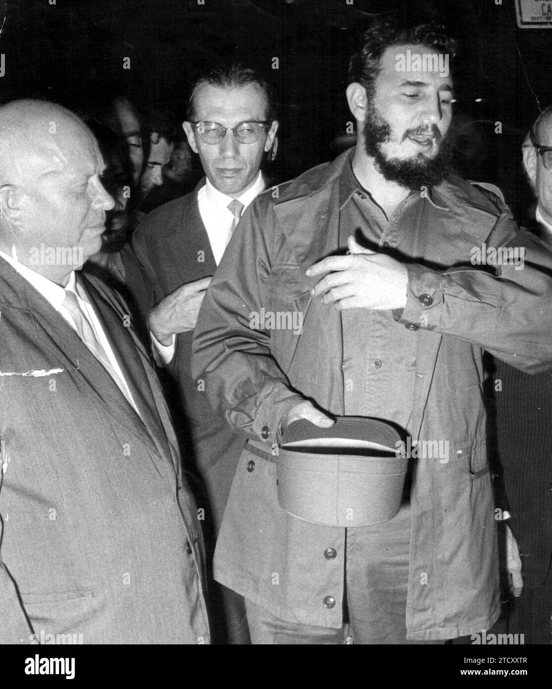 08/31/1960. Fidel Castro und Nikita Chruschtschow in New York, wo sie am UN-Gipfel teilnehmen. Quelle: Album / Archivo ABC / Dalmas Stockfoto