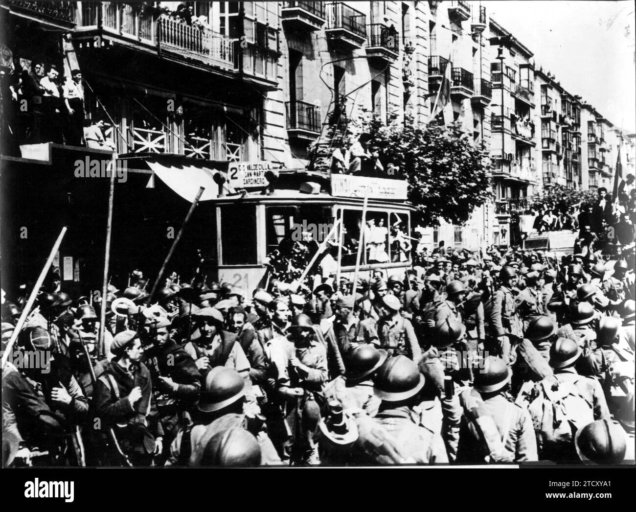 08/25/1937. Triumphaler Einzug der Nationaltruppen in Santander. Quelle: Album/Archivo ABC Stockfoto