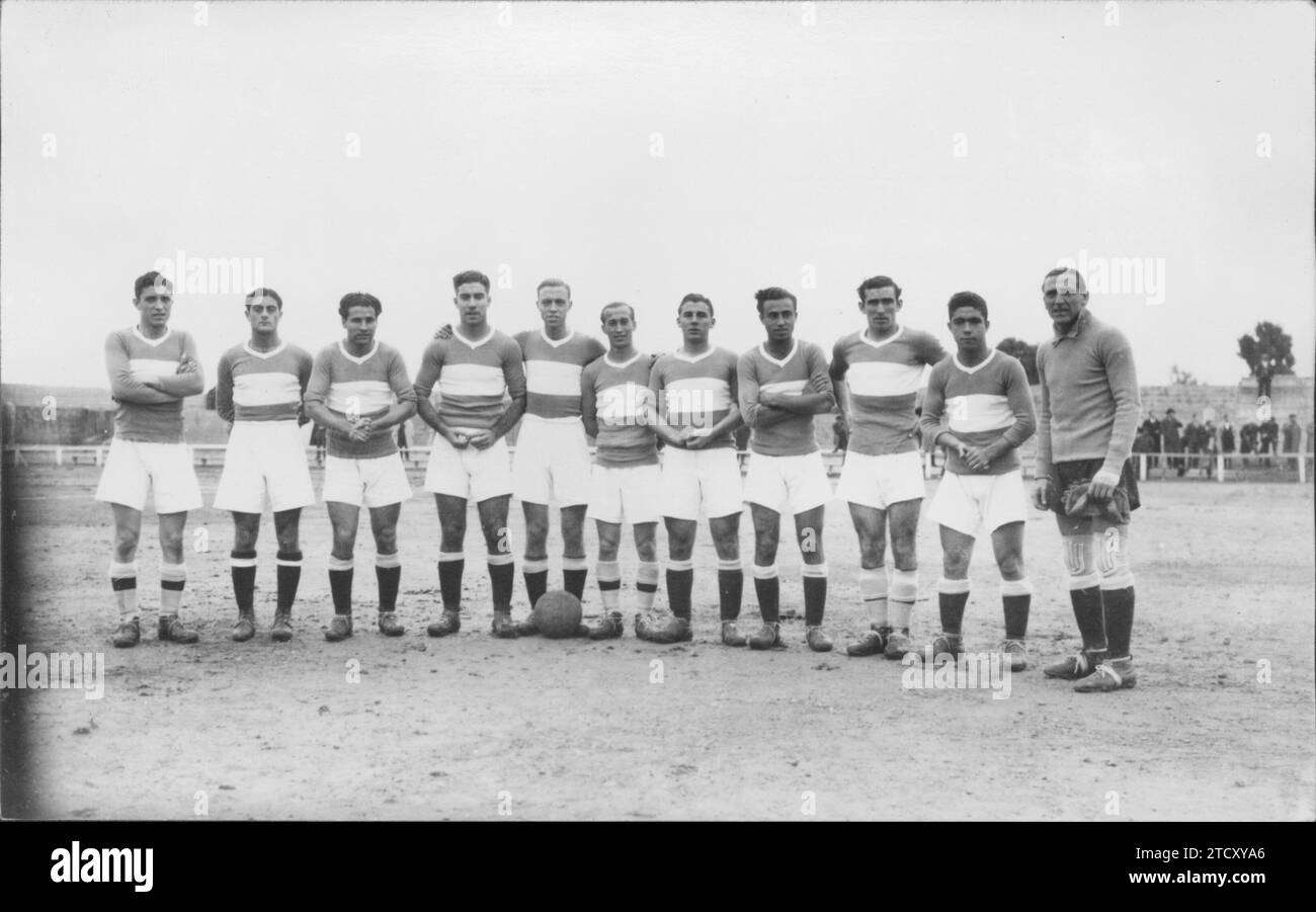 Kader aus Levante CF de Valencia, die Cartagena in den Jahren 1933:34 mit drei Toren gegen Null besiegten. Quelle: Album / Archivo ABC / Juan Sáez Stockfoto